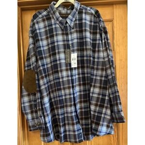 Woodland Trail Men's 3XL Flannel Shirt Blue Plaid Long Sleeves